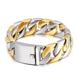 Förgyllda Mode Herrsmycken Hiphop-Stil Titanarmband Med Tjockt Spänne