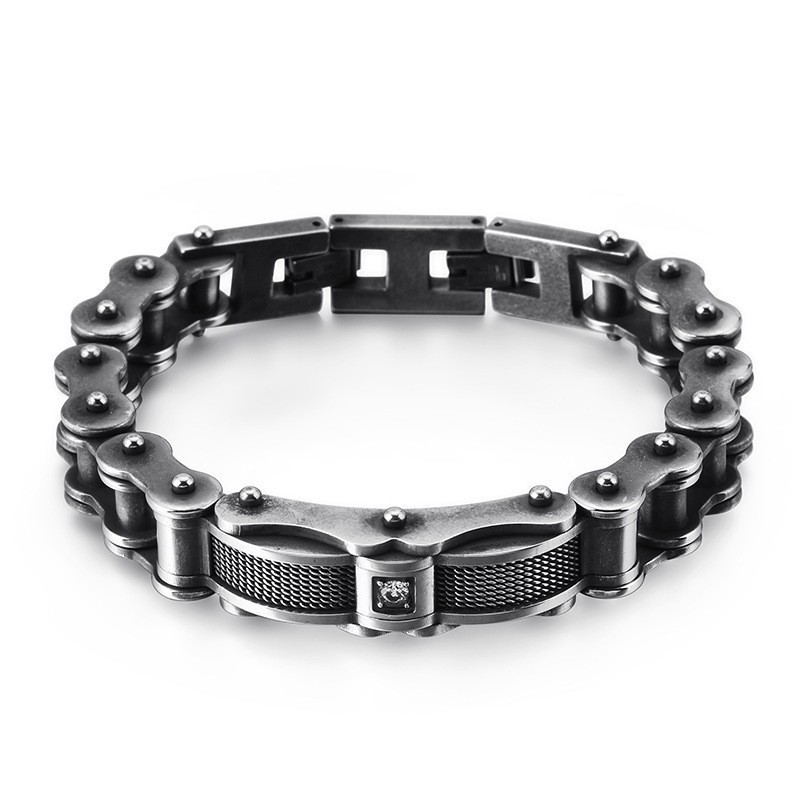 Rock Biker Chain Titan Herrarmband Med Diamant Rock Biker Chain Titan Herrarmband Med Diamant