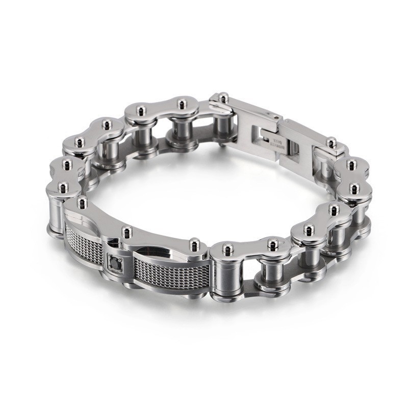 Rock Biker Chain Titan Herrarmband Med Diamant Rock Biker Chain Titan Herrarmband Med Diamant