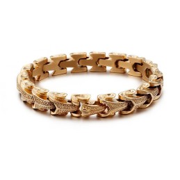 Titan Modesmycken Drakfjäll Mönster Coolt Manligt Armband Vintage Försilvrat Kölarmband