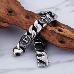 Vintage Chic Style Runt Tecken Kors Titanarmband För Herr