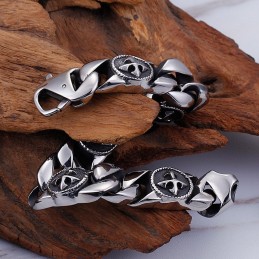 Vintage Chic Style Runt Tecken Kors Titanarmband För Herr