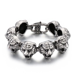 Coolt Moderiktigt Tigerhuvudkorsblomspänne I Titanarmband För Män