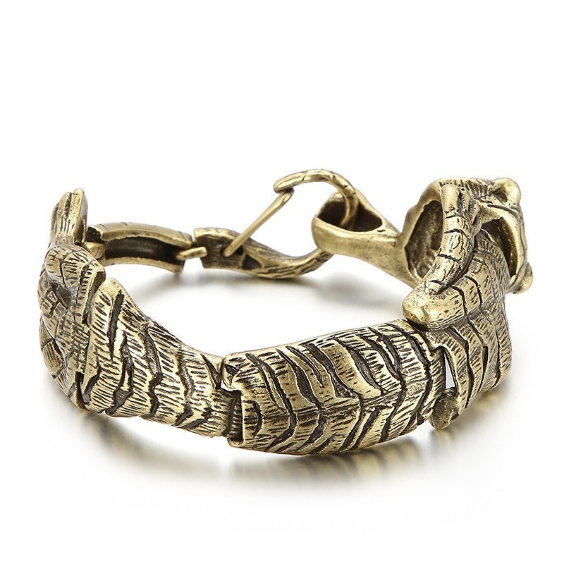 Vintage Cool Antik Guld Tiger Titanarmband För Herr Vintage Cool Antik Guld Tiger Titanarmband För Herr