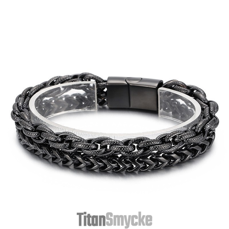 Moderiktigt Vakuumpläterat Titanarmband Med Dubbla Lager För Män Moderiktigt Vakuumpläterat Titanarmband Med Dubbla Lager För Män
