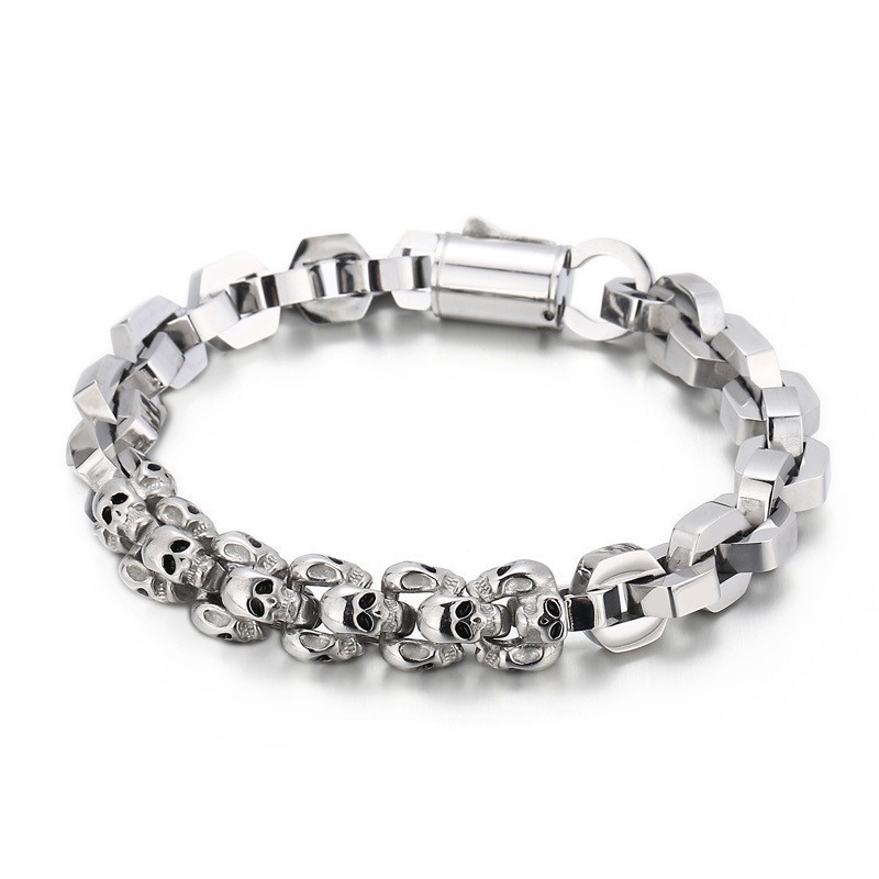 Skarvad Skalle Polygonal Titanarmband För Män Skarvad Skalle Polygonal Titanarmband För Män