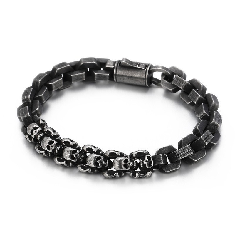 Skarvad Skalle Polygonal Titanarmband För Män Skarvad Skalle Polygonal Titanarmband För Män