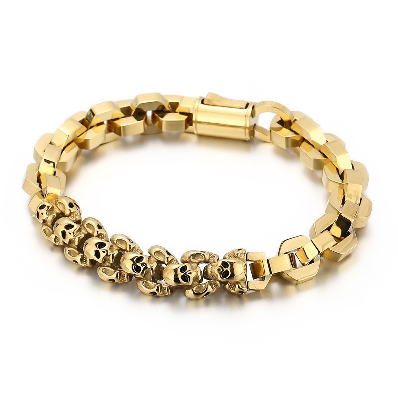 Sydd Dödskalle Polygonal Titanarmband För Herrar Sydd Dödskalle Polygonal Titanarmband För Herrar
