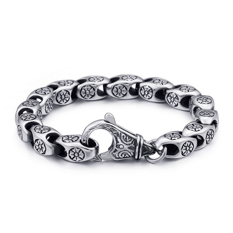 Titan Retro Smycken Cool Blomma Ihålig Chic Titanarmband För Män Titan Retro Smycken Cool Blomma Ihålig Chic Titanarmband För Män