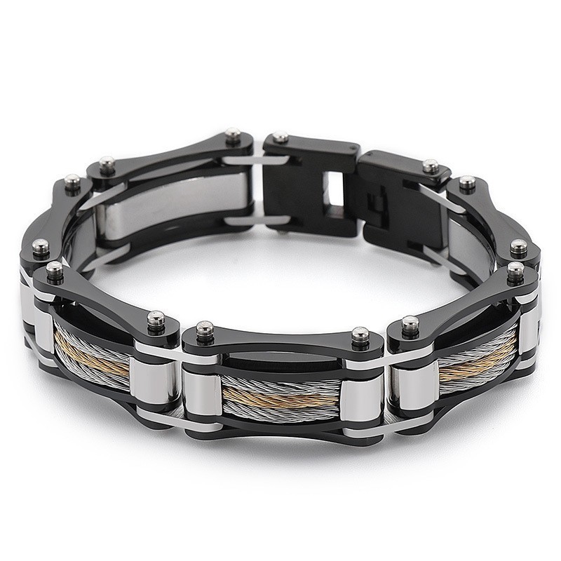 Rock Hip-Hop Twist Chain Titan Bikerarmband För Herr Rock Hip-Hop Twist Chain Titan Bikerarmband För Herr