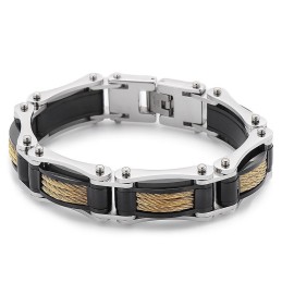 Rock Hip-Hop Twist Chain Titan Bikerarmband För Herr
