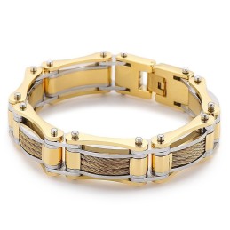 Rock Hip-Hop Twist Chain Titan Bikerarmband För Herr