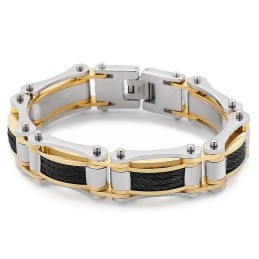 Rock Hip-Hop Twist Chain Titan Bikerarmband För Herr