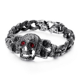 Coolt Dödskallekors Med Zirkonia-Titanarmband