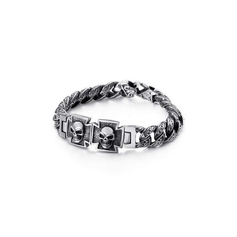 Coolt Dödskallekors Med Zirkonia-Titanarmband Coolt Dödskallekors Med Zirkonia-Titanarmband