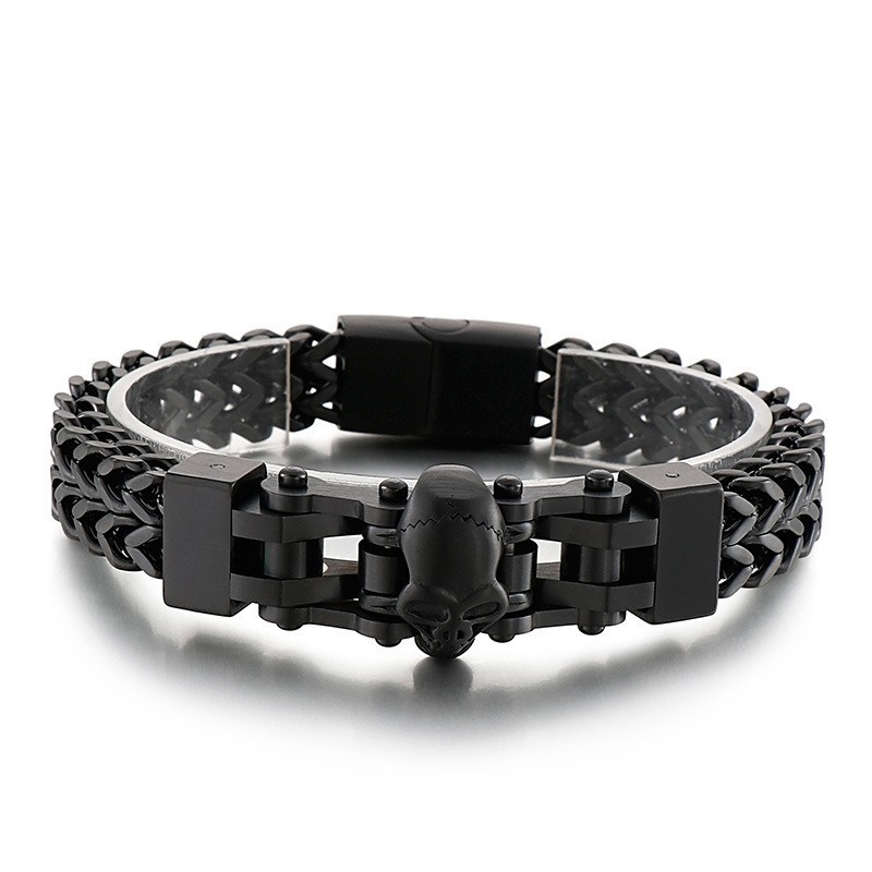 Coolt Hiphop-Armband Med Dödskalle I Titan För Män Coolt Hiphop-Armband Med Dödskalle I Titan För Män