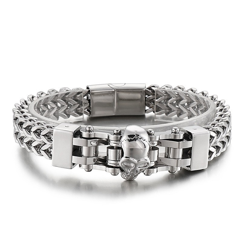 Coolt Hiphop-Armband Med Dödskalle I Titan För Män Coolt Hiphop-Armband Med Dödskalle I Titan För Män