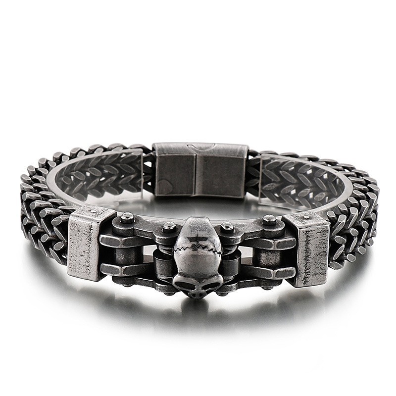 Coolt Hiphop-Armband Med Dödskalle I Titan För Män Coolt Hiphop-Armband Med Dödskalle I Titan För Män