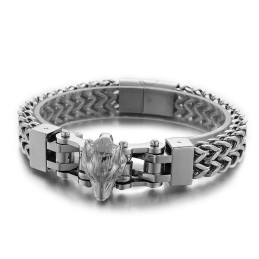 Coolt Titanarmband Med Varghuvud För Män