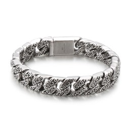 Vintage New Style Cool Flower Herrarmband I Titan