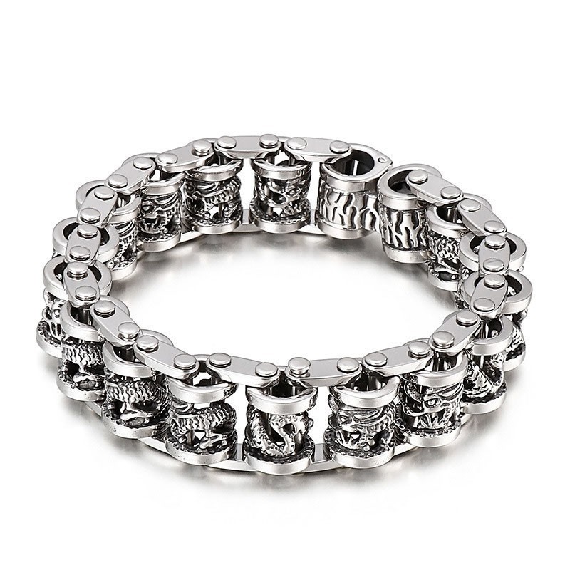 Retro Cool Dragon-Cykelkedja För Män I Titanarmband Retro Cool Dragon-Cykelkedja För Män I Titanarmband