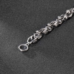 Rock Hiphop-Stil Titansmycken Coola Dubbelskalle Herr Titanarmband
