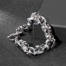 Rock Hiphop-Stil Titansmycken Coola Dubbelskalle Herr Titanarmband