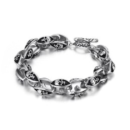Rock Hiphop-Stil Titansmycken Coola Dubbelskalle Herr Titanarmband