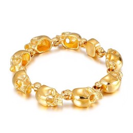 Elegant Armband I Titan Med Dödskalle I Guld För Män