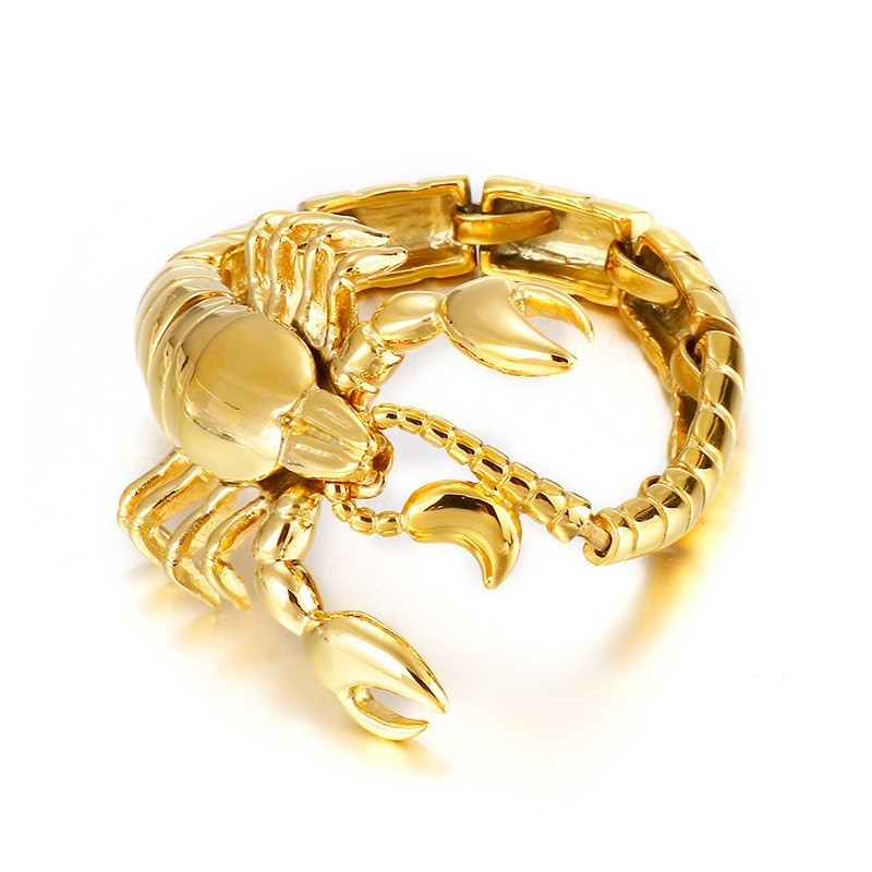 Coolt Guldfärgat Skorpion-Titanarmband För Män Coolt Guldfärgat Skorpion-Titanarmband För Män