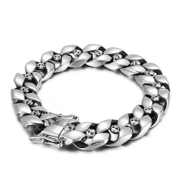 Moderiktigt Hiphop-Armband I Titan För Män Med Dödskalle