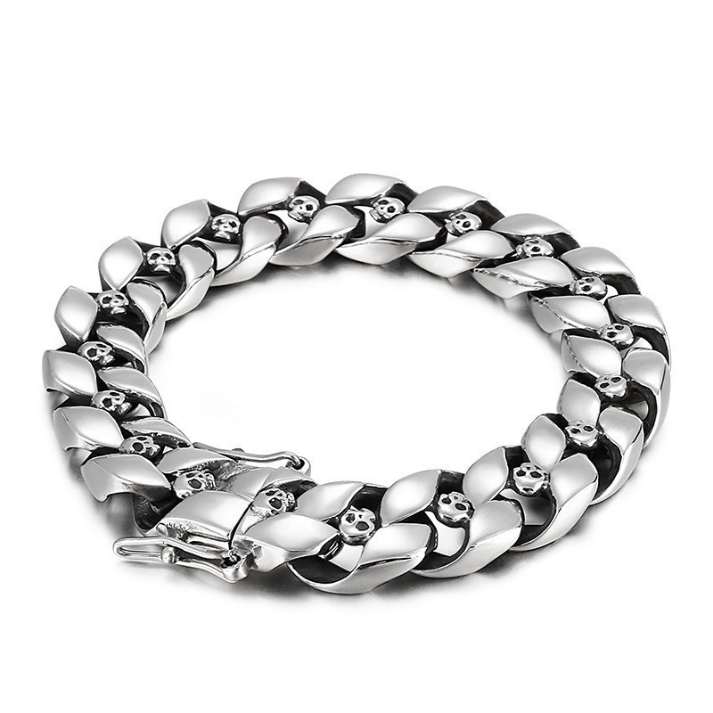Moderiktigt Hiphop-Armband I Titan För Män Med Dödskalle Moderiktigt Hiphop-Armband I Titan För Män Med Dödskalle