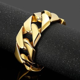 Moderiktigt Guldfärgat 31 Mm Brett Coolt Titanarmband Med Hiphop-Motiv