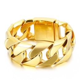 Moderiktigt Guldfärgat 31 Mm Brett Coolt Titanarmband Med Hiphop-Motiv