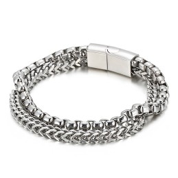 Fyrkantigt Titanarmband Med Dubbla Lager För Män