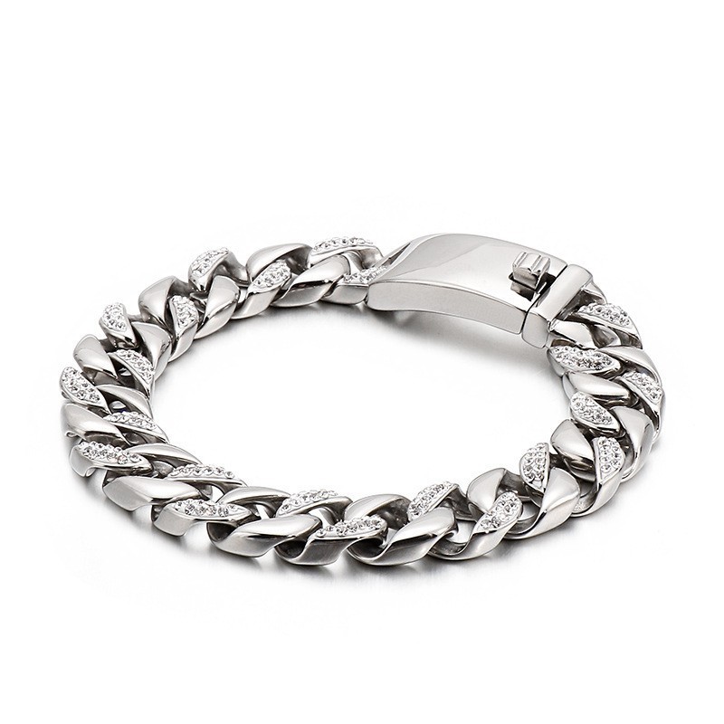 Hiphop-Smycken I Hiphop-Stil, 18 Karat Guld, Titanarmband För Män Med Diamanter Hiphop-Smycken I Hiphop-Stil, 18 Karat Guld, Titanarmband För Män Med Diamanter