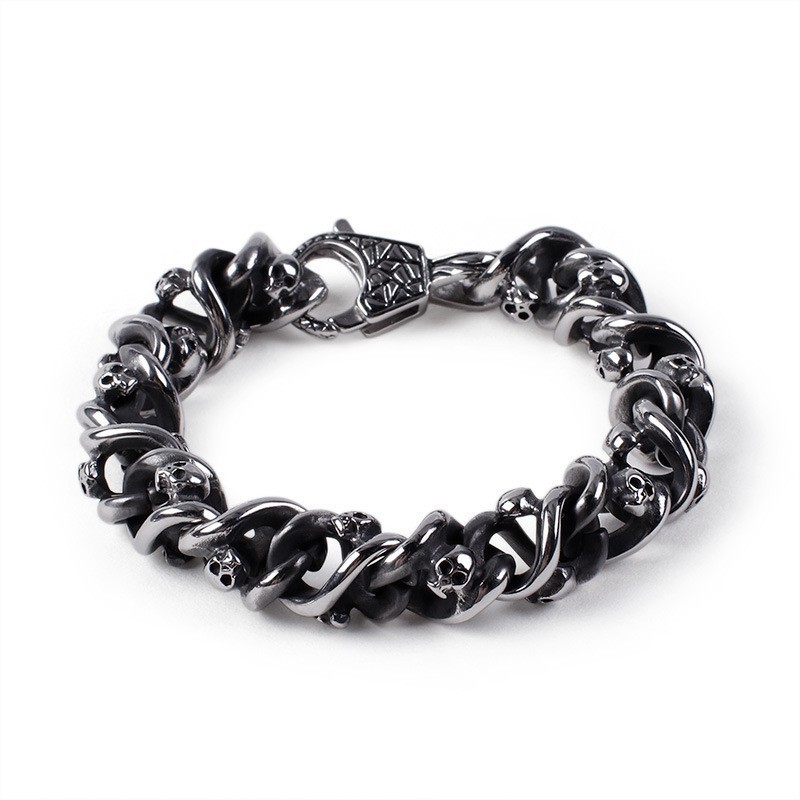 Alternativt Elegant Herrarmband Coolt Titanarmband Med Dödskalle Alternativt Elegant Herrarmband Coolt Titanarmband Med Dödskalle