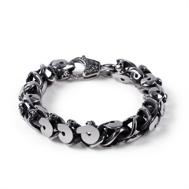 Alternativt Elegant Herrarmband Coolt Titanarmband Med Dödskalle Alternativt Elegant Herrarmband Coolt Titanarmband Med Dödskalle