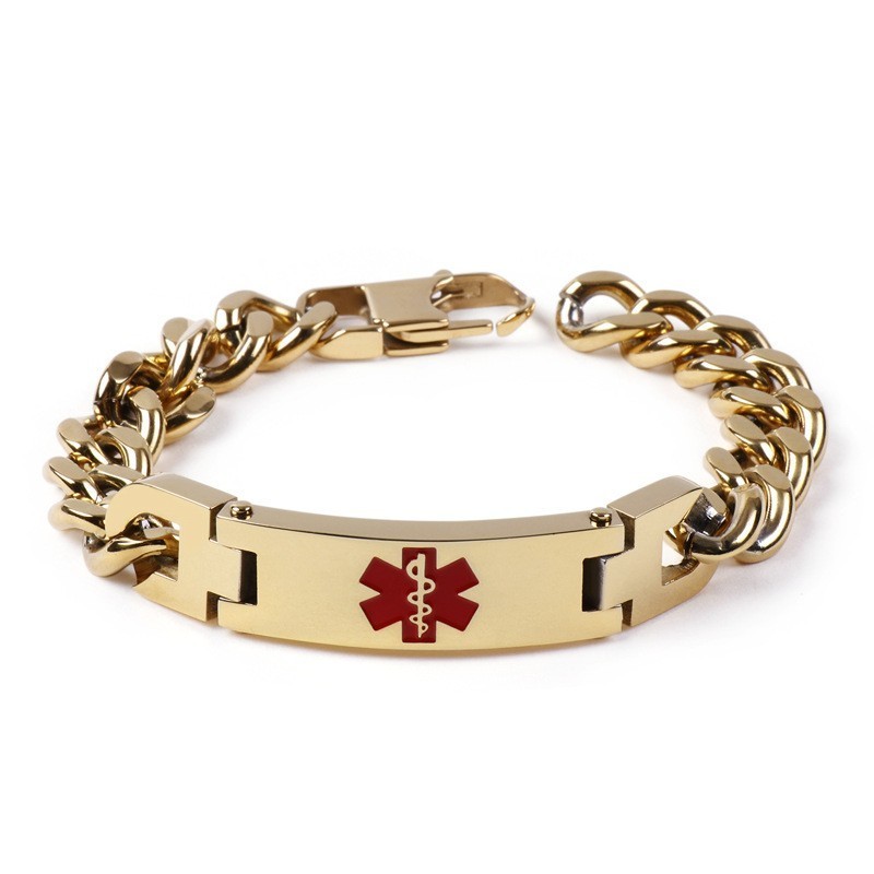Edition Fashion Curved Brand Red Medical Logo Herrarmband Titansmycken Edition Fashion Curved Brand Red Medical Logo Herrarmband Titansmycken