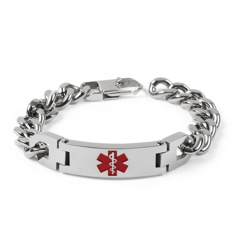 Version Av Fashion Bend Brand Red Medical Logo Herrarmband Titansmycken Version Av Fashion Bend Brand Red Medical Logo Herrarmband Titansmycken