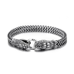 Vintage Cool Fashion Dubbelhövdat Orm Titanarmband För Herrar