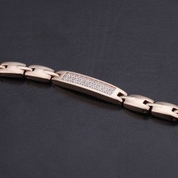 Moderiktigt Germaniumsten Med Diamanter För Par I Titanarmband