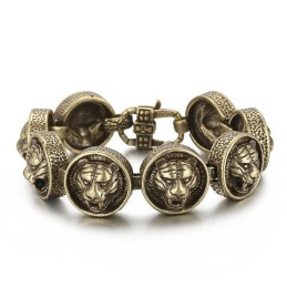 Vintage Tiger Head Runt Titanarmband För Herr