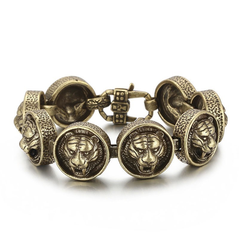 Vintage Tiger Head Runt Titanarmband För Herr Vintage Tiger Head Runt Titanarmband För Herr