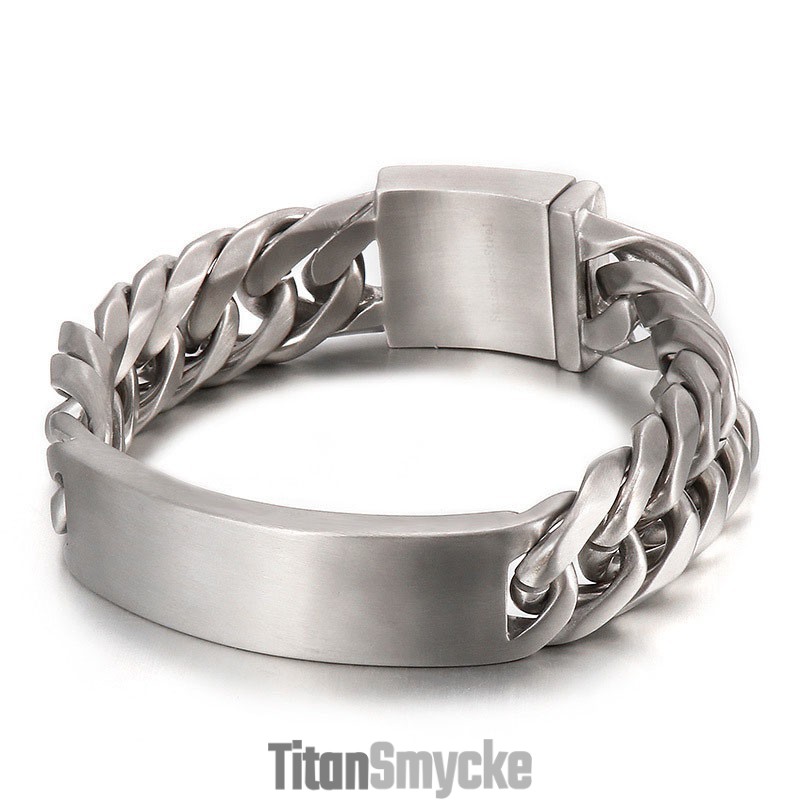 Chic Gotisk Rockstil Sandface Böjd Märkesarmband I Titan För Män Chic Gotisk Rockstil Sandface Böjd Märkesarmband I Titan För Män