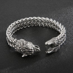 Coolt Wolf Head Dubbelgjutet Titanarmband För Herr