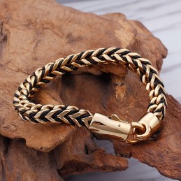 New Wave Retro Läderflätat Rep Titanarmband