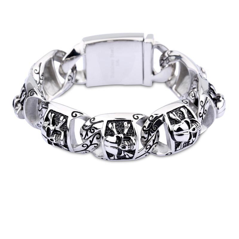 Hiphop-Chic Armband Herrarmband I Titan Med Tjock Sektion Dödskallesmycken Hiphop-Chic Armband Herrarmband I Titan Med Tjock Sektion Dödskallesmycken