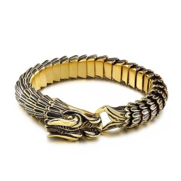 Coolt Hiphop-Gatuarmband Med Guldfärgad Drake I Titan För Män