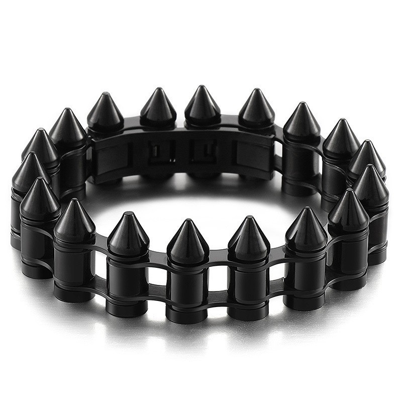 Moderiktigt Bullet Head-Armband I Titan För Män Moderiktigt Bullet Head-Armband I Titan För Män